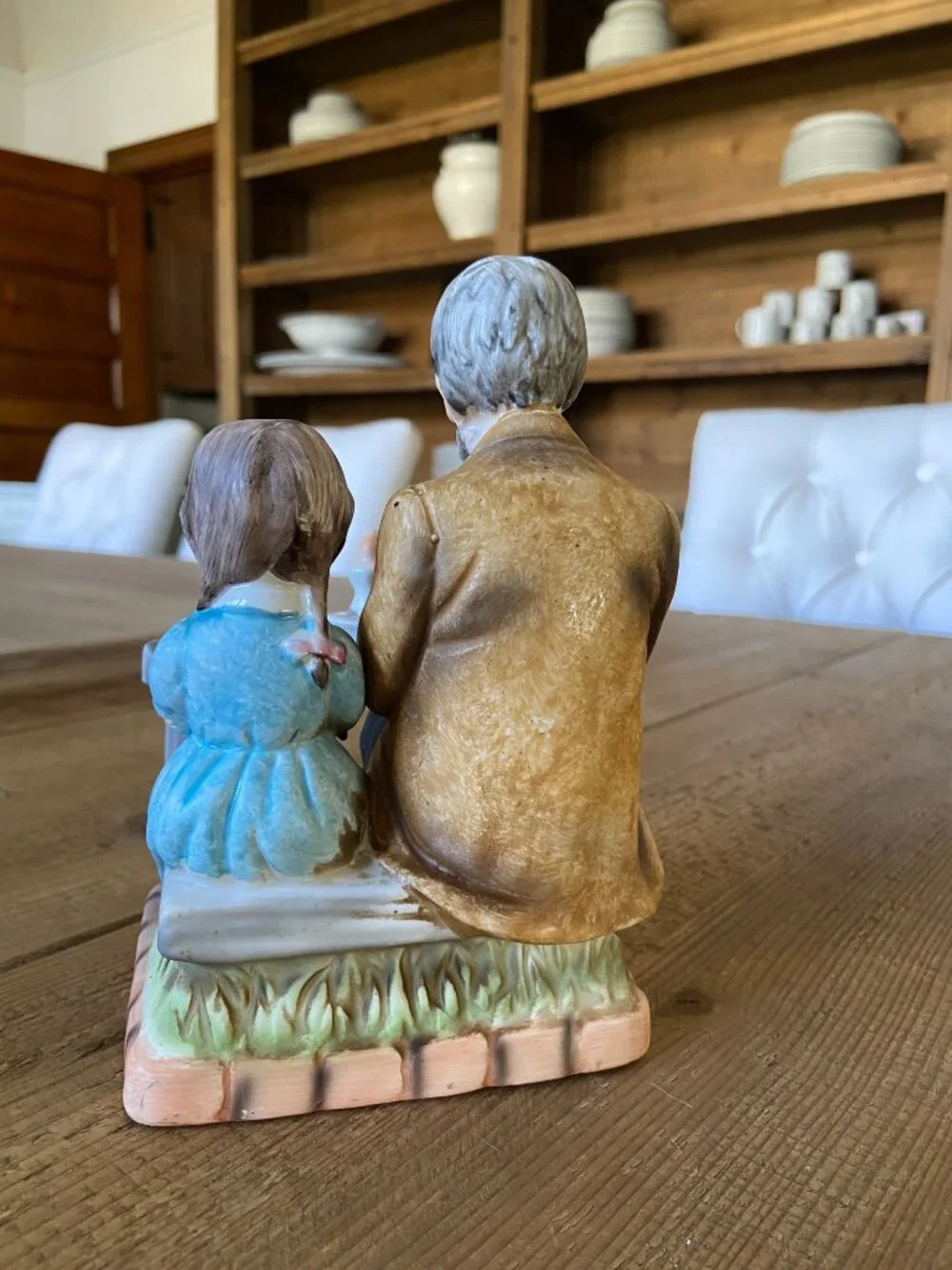Vintage Norleans Japan Porcelain Old Man & Child Praying Figurine 7